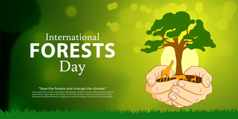 Vector illustration of International Day of Forests social media template