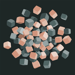 Foam cubes pit radial circle shape abstract background. Funny soft covered blocks of kids playing. Vector illustration.
