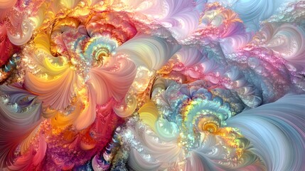 Fototapeta premium Abstract Pastel Swirls Colorful Fractal Art Background
