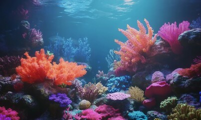 Obraz premium Colorful coral reef ecosystem thriving in an aquarium setting