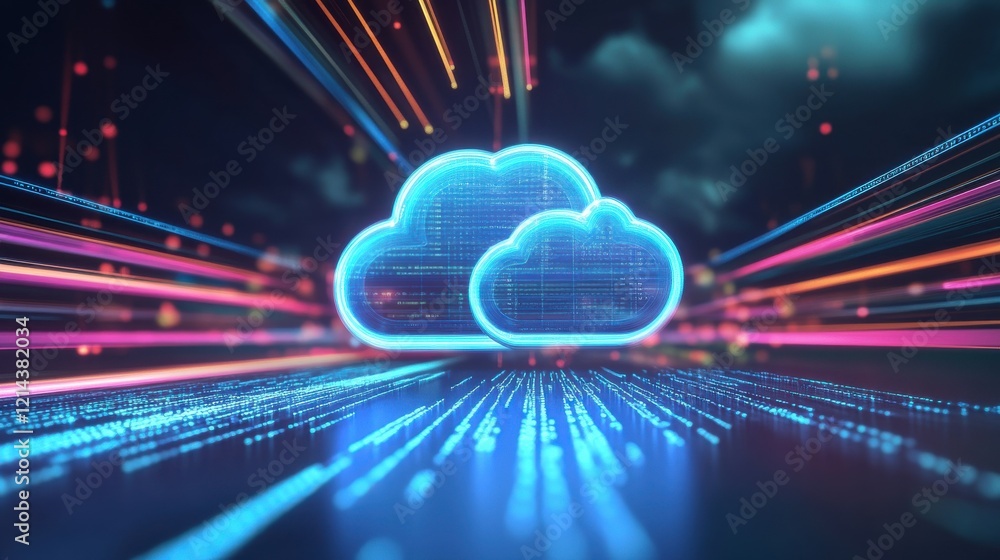 Poster cloud collaboration and coding platforms concept