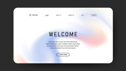 Abstract wave futuristic design of landing page. retro gradient mesh website design