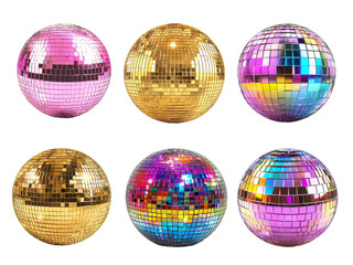 Colorful disco balls isolated on white background