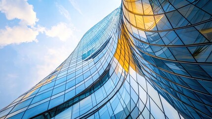 Futuristic skyscraper with a twisting design, reflective glass exterior, and organic, flowing shapes that redefine modern city skylines