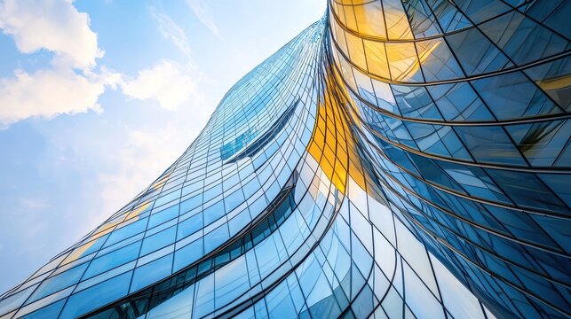 Futuristic skyscraper with a twisting design, reflective glass exterior, and organic, flowing shapes that redefine modern city skylines