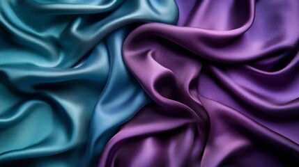 Obraz premium Luxurious Draped Silk Fabric in Deep Purple and Teal Hues