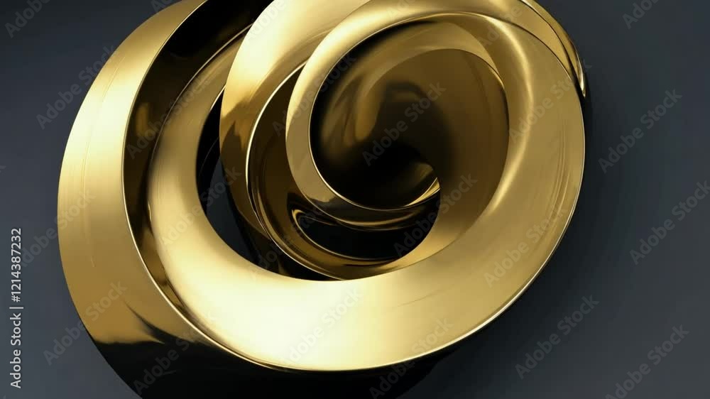 Aufkleber Glossy abstract shapes twist and swirl in a mesmerizing pattern, reflecting light to enhance their golden hues. The smooth surfaces create depth and intrigue in this captivating composition.