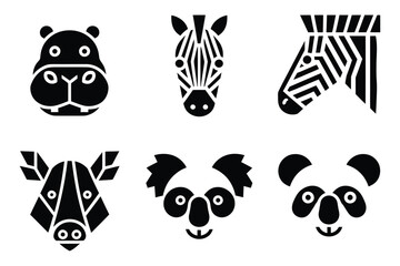 Minimalist Animal Silhouette Vector Icons - Wildlife Conservation Clipart for World Wildlife Day