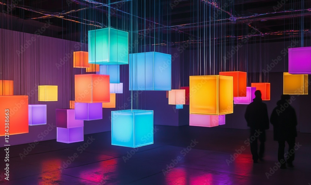 Aufkleber colorful floating cubes create a dynamic digital atmosphere