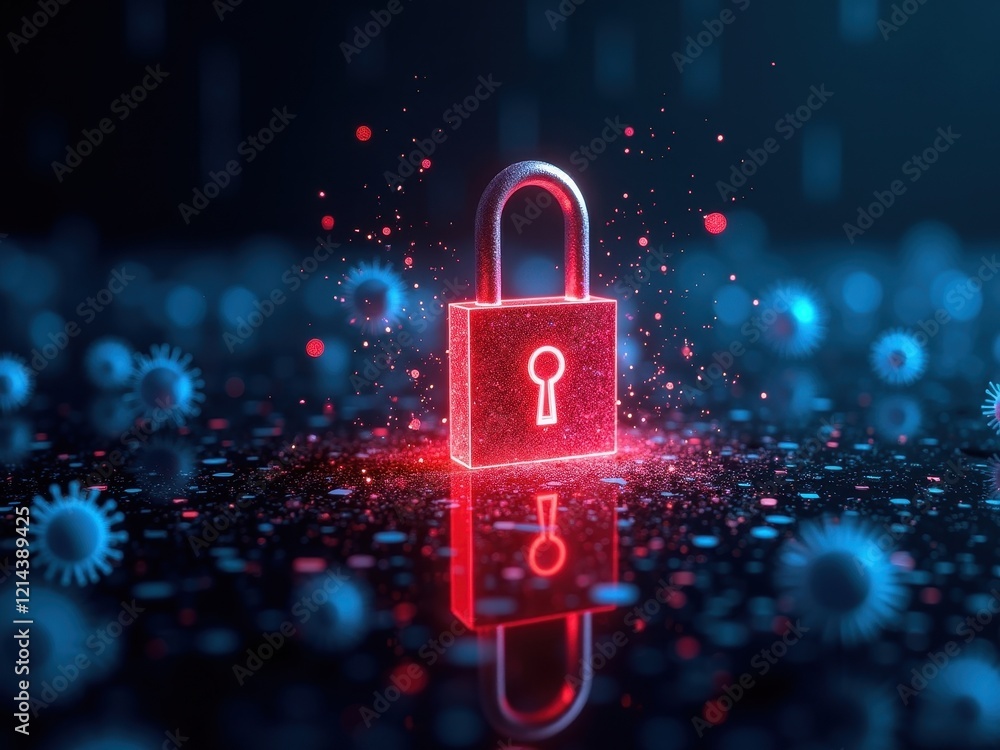 Aufkleber digital padlock symbolizes cybersecurity efforts in an abstract representation with glowing effects 