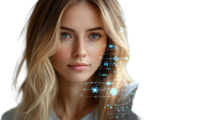 Beautiful woman using laptop isolated on white background 