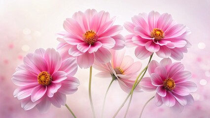 Fototapeta premium Long Exposure Photography of Five Pink Flowers on White Background