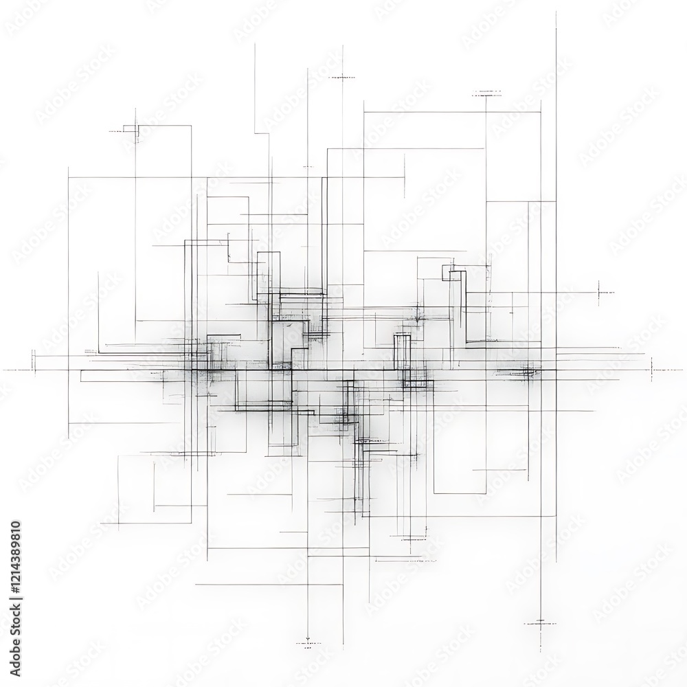 Poster intersecting lines: an abstract artwork featuring a complex network of intersecting lines.