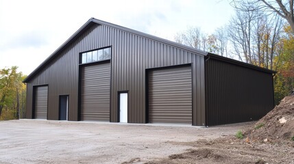 Obraz premium A large-scale modern barn with a minimalist design