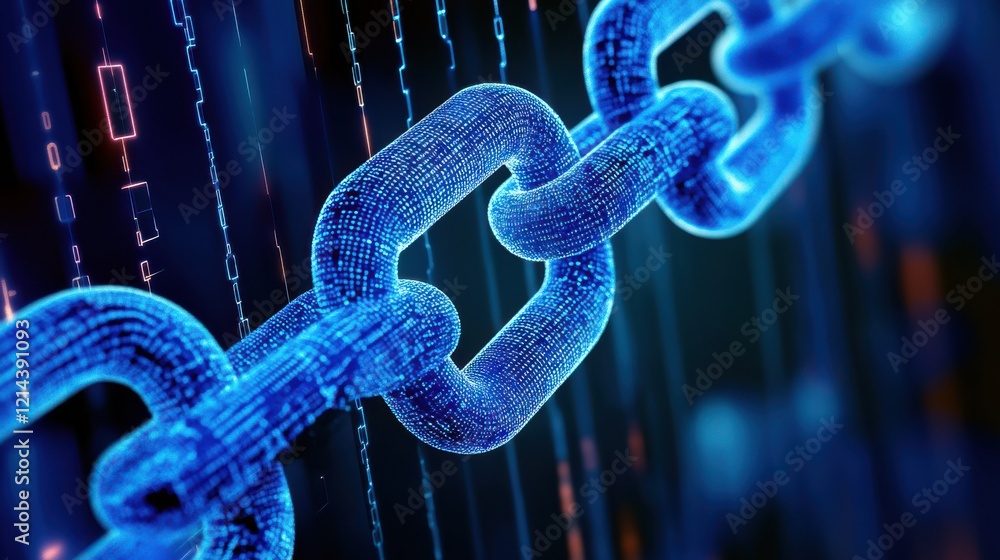 Poster digital blockchain concepts with high contrast features
