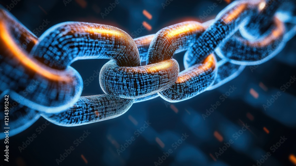 Aufkleber digital blockchain visualization with high contrast lighting
