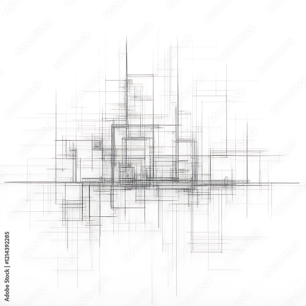 Poster abstract gridscape: a minimalist abstract artwork depicting a complex grid of intersecting lines, ev