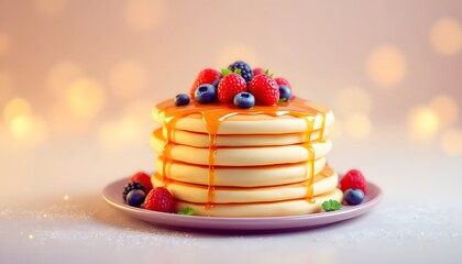 Delicious Pancakes with Berries and Syrup Recipe