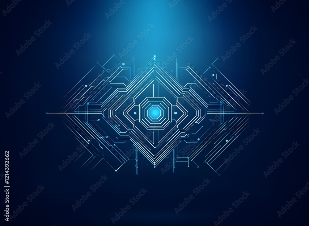 Aufkleber abstract digital artwork depicting a glowing central core connected by intricate circuitry, suggesti
