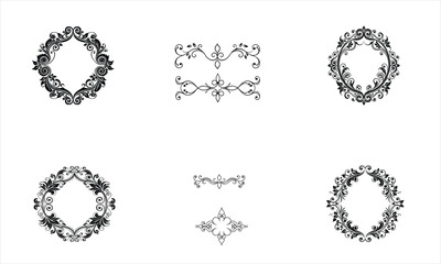 set of elements Scalloped Border on a White ,