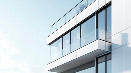 Modern Architectural Design: Sleek lines and expansive glass windows characterize this contemporary building, showcasing a minimalist aesthetic and sophisticated design.