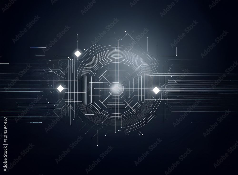Aufkleber abstract digital artwork depicting a futuristic, glowing circuit board. the concentric circles and l