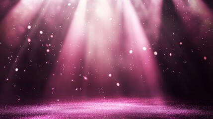 Soft Pink Glittering Background with Light Rays and Sparkling Effect