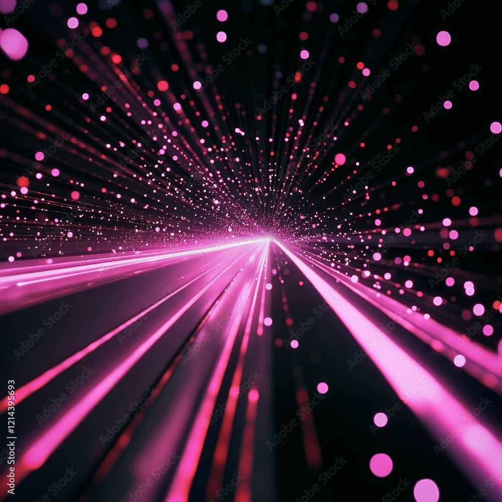Poster abstract light rays streaming in a colorful cosmic digital space