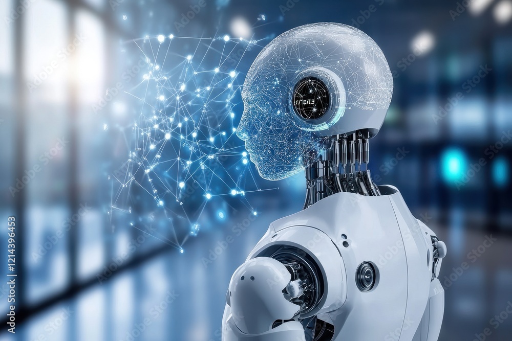 Poster artificial intelligence (ai) machine learning, robot . datum,artificial intelligence,concept,intelli