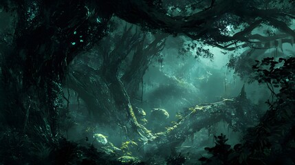 Enchanting Dark Forest  Mystical Jungle  Deep Woods  Fantasy Nature