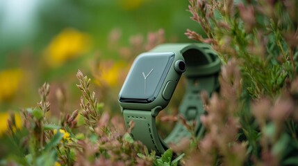 Sustainable smartwatch band made from vegan leather, combining cutting-edge design with chic colors for a modern, eco-friendly appeal.
