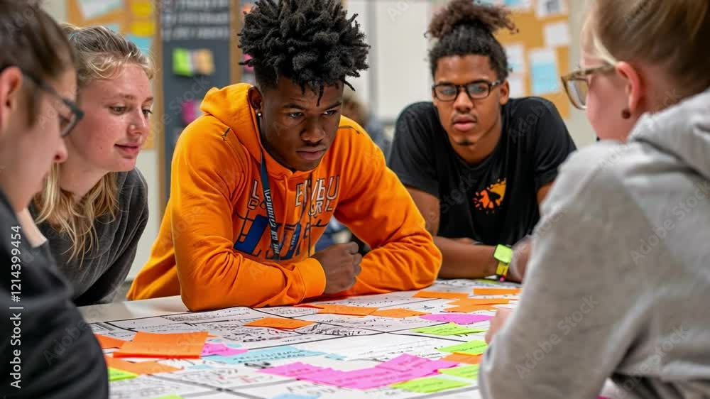 Fototapete this group of students collaborates on a project, sharing ideas and discussing notes enthusiasticall