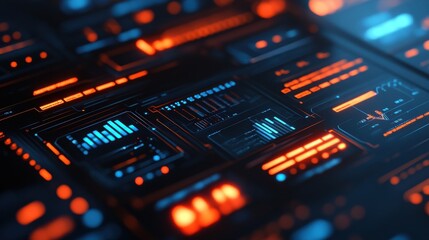 Futuristic Interface with Bright Lighting and Virtual Elements