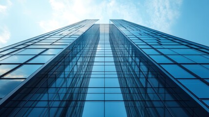 Fototapeta premium Skyscrapers, city, business, architecture, blue glass, low angle, success, corporate