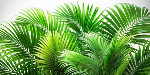 Obraz premium Lush Green Palm Fronds Isolated on White Background - Tropical Summer Stock Photo