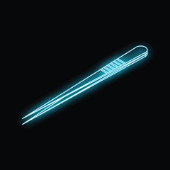 Neon tweezers glowing on a black background, representing beauty, precision, and modern aesthetics