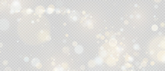 Gold bokeh, confetti light and glitter texture. Bokeh yellow. Festive sparkling yellow gold dust png. Colorful bokeh lights background. Blurred circle shapes. Holiday cards, invitations, banners.