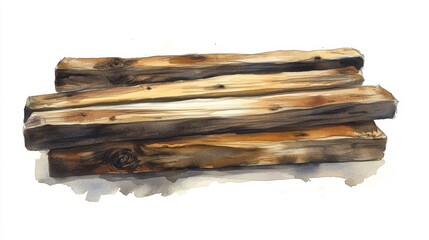 Fototapeta premium Natural Wooden Logs Stacked on White Background with Artistic Touch