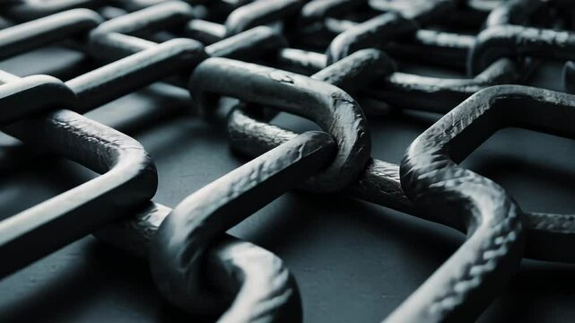 Close up on decent steel mesh with chains - symbol of a strength and secure