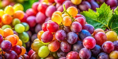 Lush Tropical Grapes: Macro Photography of Exotic Fresh Fruit Flat Lay