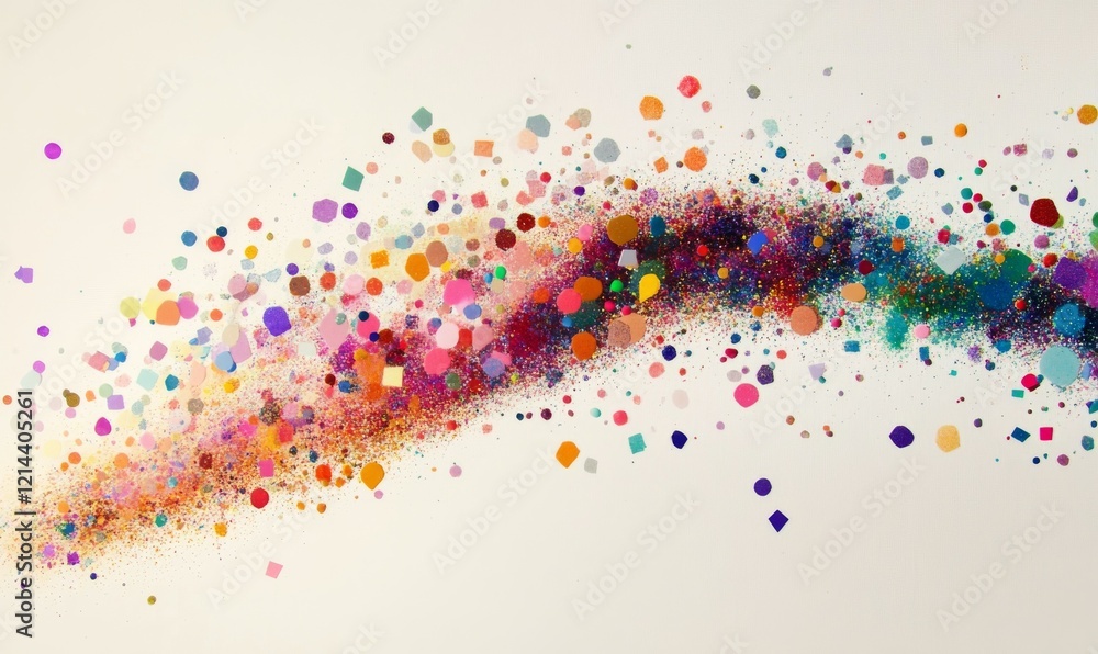 Poster colourful disintegrating into pixel particles