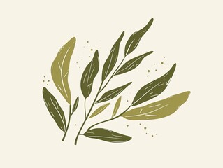 Naklejka premium Green olive branches with speckled background for simple designs