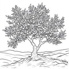 A Fruit Tree Stands Proudly On Rolling Hills