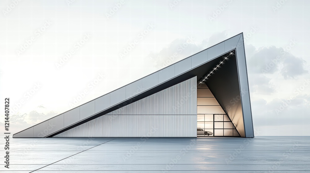 Poster modern triangular building: a striking architectural design, a modern building with a unique triangu