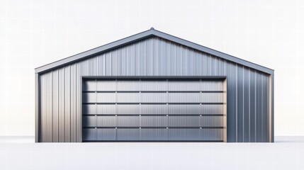 Modern Garage Door: A sleek, gray metal garage door with a clean, contemporary design, providing a perfect blend of style and functionality.  