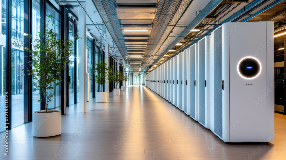 Poster advanced data center with cooling technology and modern design
