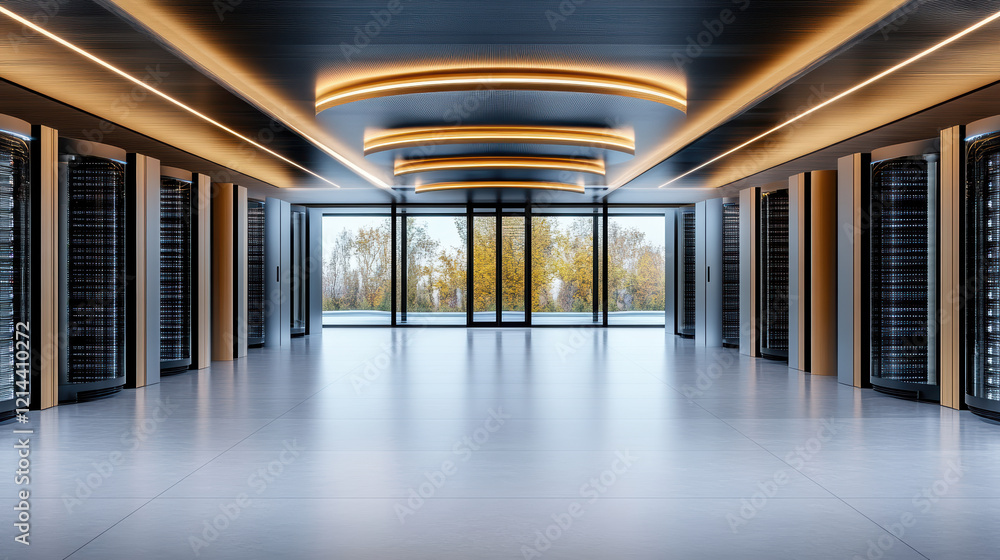 Poster advanced data center with cooling technology and modern design