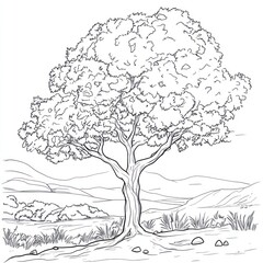 Fototapeta premium A single tree stands tall in a serene landscape