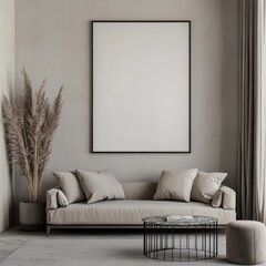 Minimalist Interior Design with Empty Frame and Neutral Decor