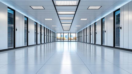 Fototapeta premium Data center with cooling systems and modern design, showcasing efficiency